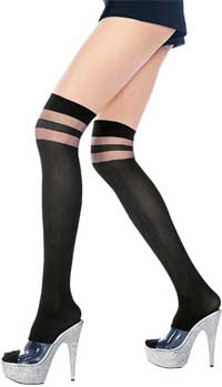 Sheer Stockings: Music Legs Opaque Stocking with Double Sheer Bands (size 15Kb)